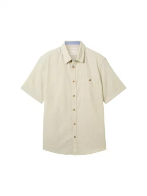 Chemise Manches Courtes Sport Lin Coton Uni Vert Clair