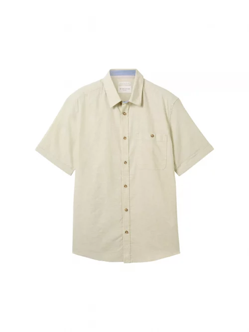 Chemise Manches Courtes Sport Lin Coton Uni Vert Clair