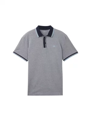 Polo Manches Courtes Pique Col Oppo Bleu Moyen