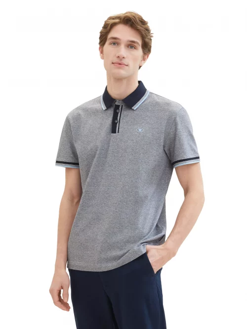 Polo Manches Courtes Pique Col Oppo Bleu Moyen – Image 2