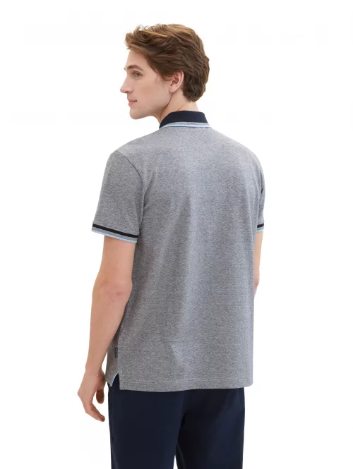 Polo Manches Courtes Pique Col Oppo Bleu Moyen – Image 3