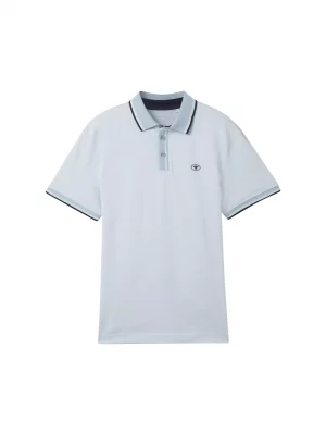 Polo Manches Courtes Pique Col Oppo Bleu Clair