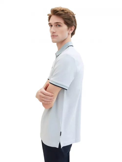 Polo Manches Courtes Pique Col Oppo Bleu Clair – Image 2