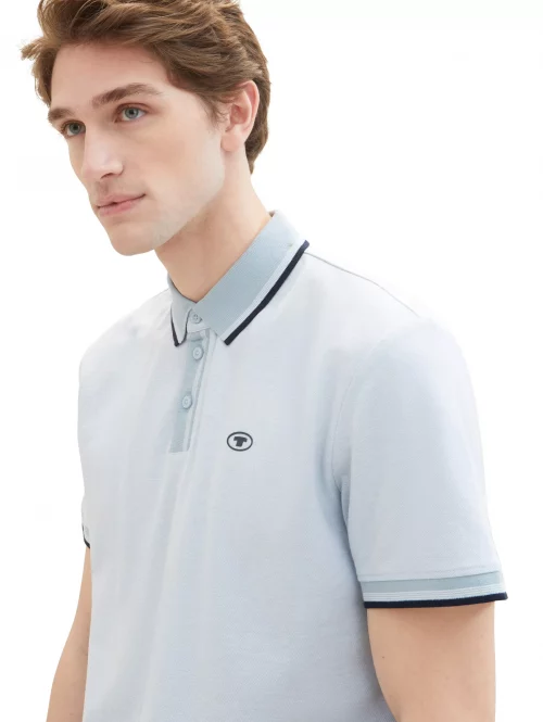 Polo Manches Courtes Pique Col Oppo Bleu Clair – Image 4