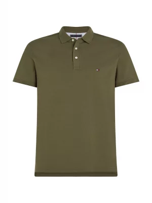 Polo Manches Courtes Pique Slim Uni Kaki Fonce