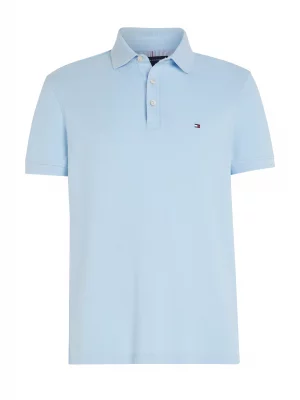 Polo Manches Courtes Pique Slim Uni Bleu Clair