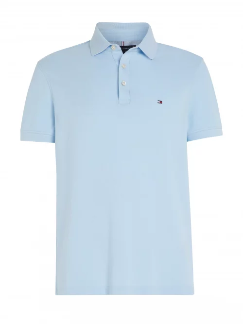 Polo Manches Courtes Pique Slim Uni Bleu Clair