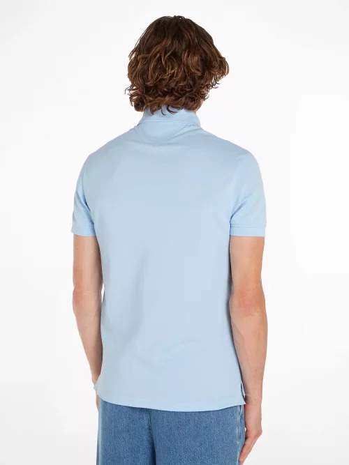 Polo Manches Courtes Pique Slim Uni Bleu Clair – Image 3