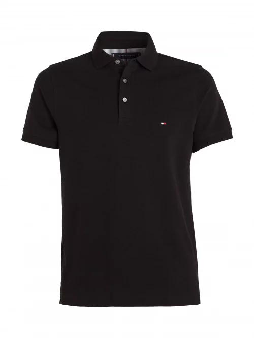 Polo Manches Courtes Pique Slim Uni Noir Fonce