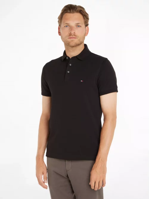 Polo Manches Courtes Pique Slim Uni Noir Fonce – Image 3