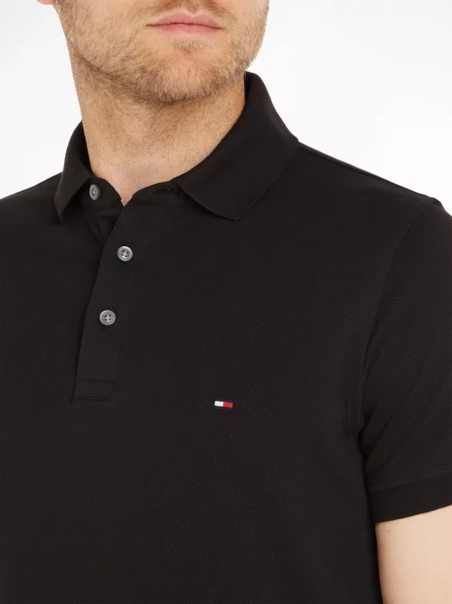 Polo Manches Courtes Pique Slim Uni Noir Fonce – Image 4