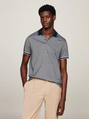 Polo Manches Courtes Pique Bicolore Bleu Fonce