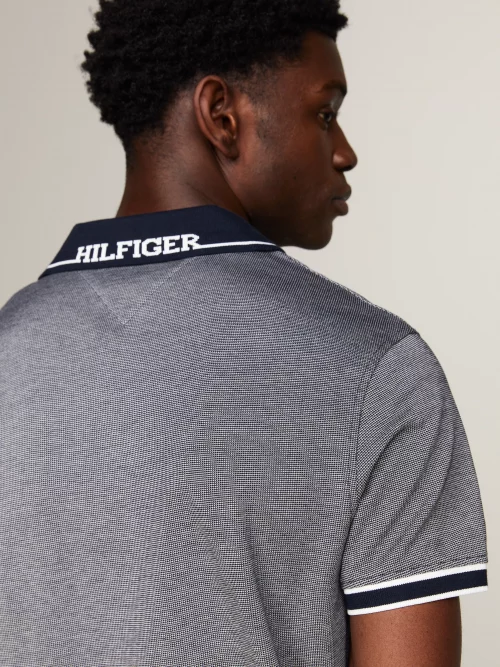 Polo Manches Courtes Pique Bicolore Bleu Fonce – Image 2