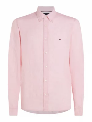 Chemise Manches Longues Sport Lin Uni Rose Clair