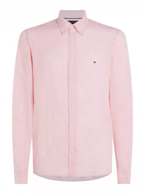 Chemise Manches Longues Sport Lin Uni Rose Clair