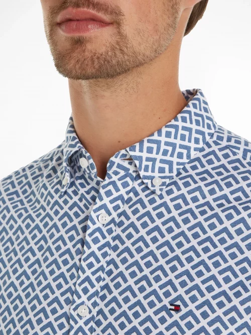 Chemise Manches Courtes Sport Imprime Geometrique Bleu Moyen – Image 3