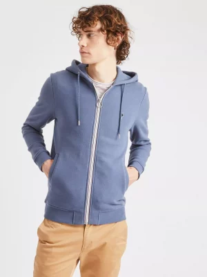 Gilet Manches Longues Molleton Zip Bleu Moyen