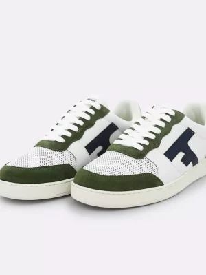 Accessoire Chaussures Sneaker Cuir Suede Kaki Blanc