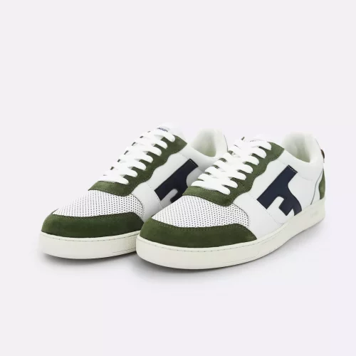 Accessoire Chaussures Sneaker Cuir Suede Kaki Blanc