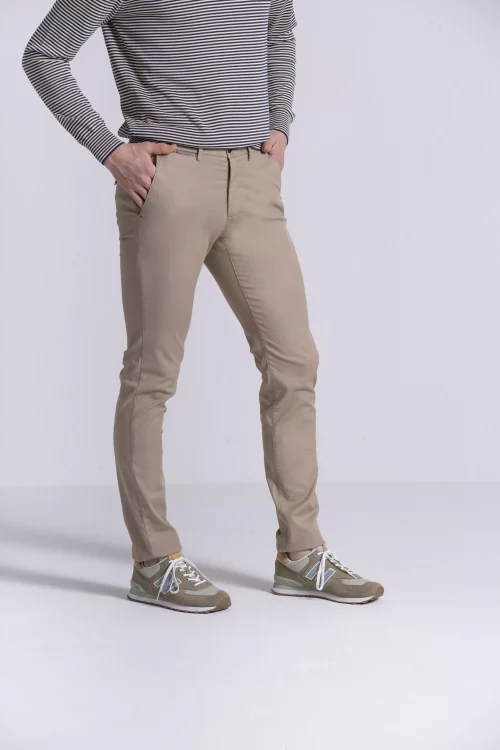Pantalon Sport Broken Twill Lyocell Beige Moyen