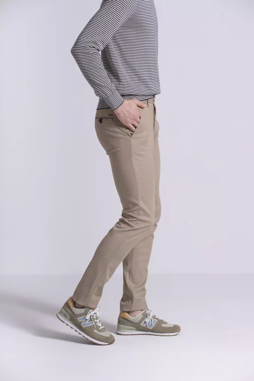 Pantalon Sport Broken Twill Lyocell Beige Moyen – Image 2