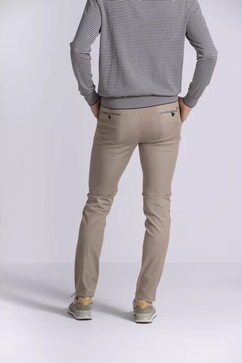 Pantalon Sport Broken Twill Lyocell Beige Moyen – Image 3