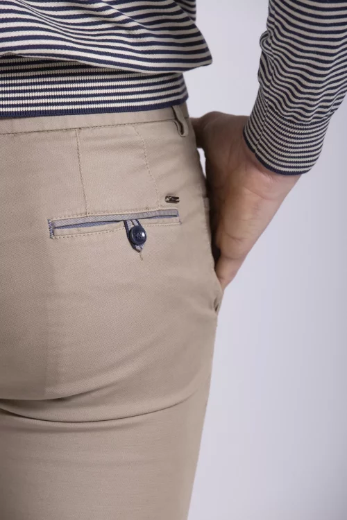 Pantalon Sport Broken Twill Lyocell Beige Moyen – Image 4