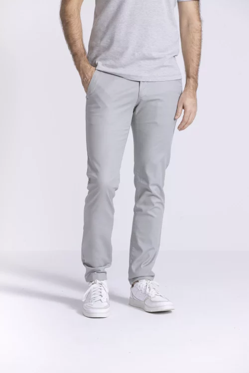 Pantalon Sport Broken Twill Lyocell Gris Clair