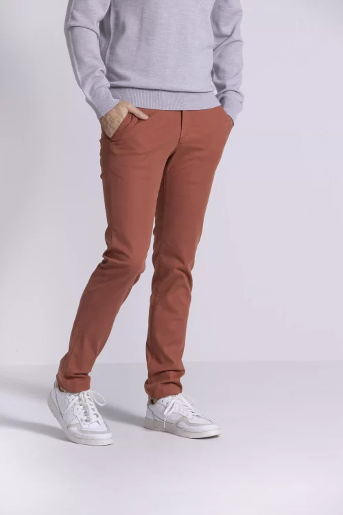 Pantalon Sport Broken Twill Lyocell Rouge Moyen