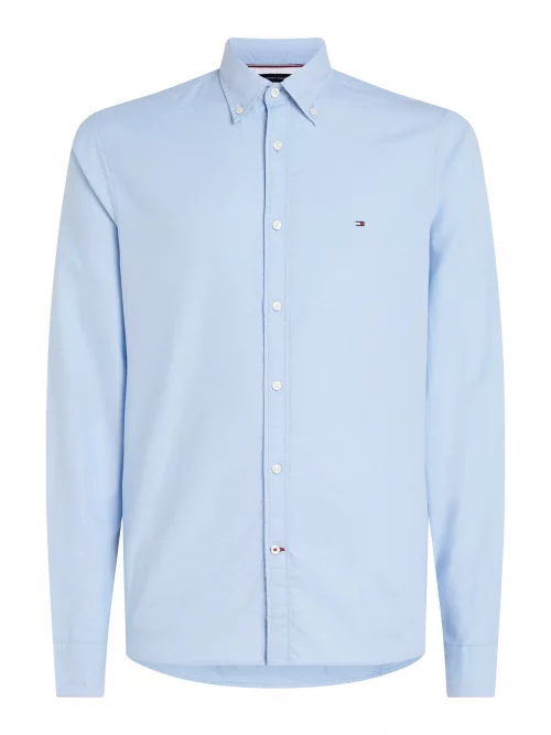 Chemise Manches Longues Sport Dobby Uni Bleu Clair
