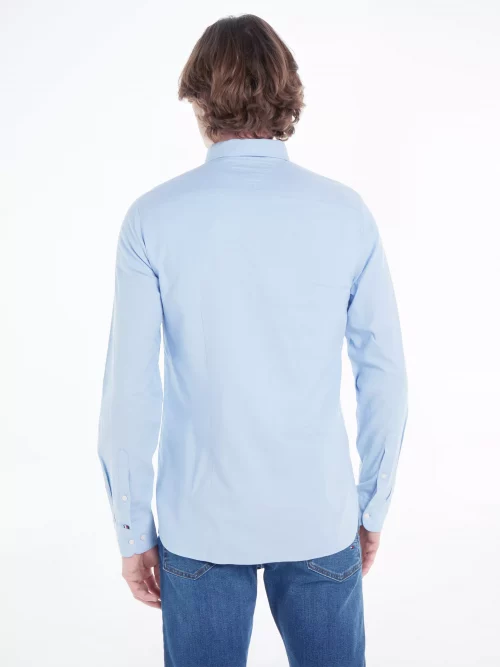 Chemise Manches Longues Sport Dobby Uni Bleu Clair – Image 2