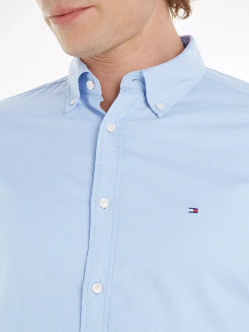 Chemise Manches Longues Sport Dobby Uni Bleu Clair – Image 3