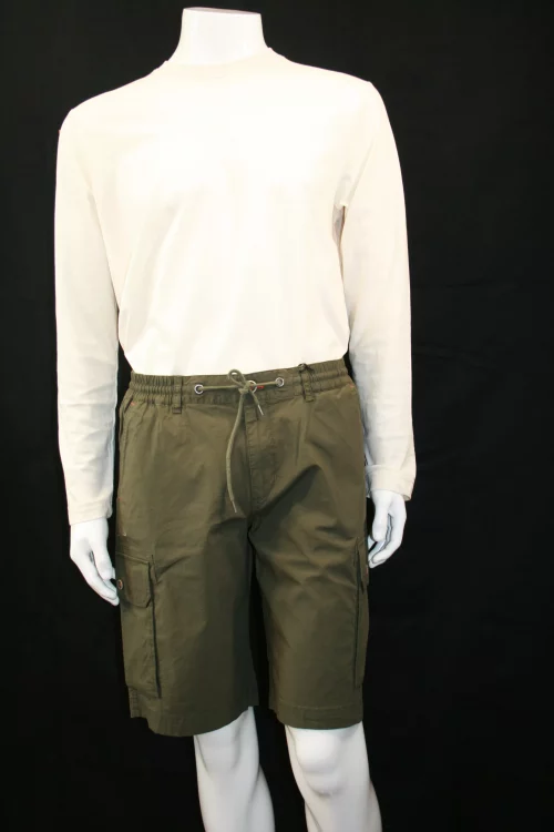Pantalon Bermuda  Cargo Coton Cordon Kaki Moyen
