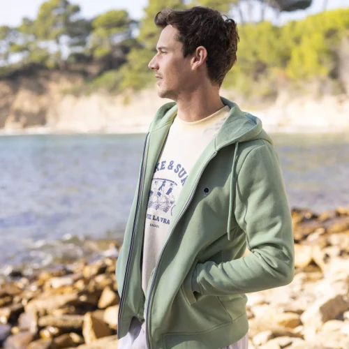 Gilet Manches Longues Molleton Zip Vert Clair – Image 2