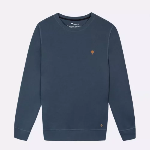 Pull Sweat  Molleton Rdc Uni Bleu Moyen