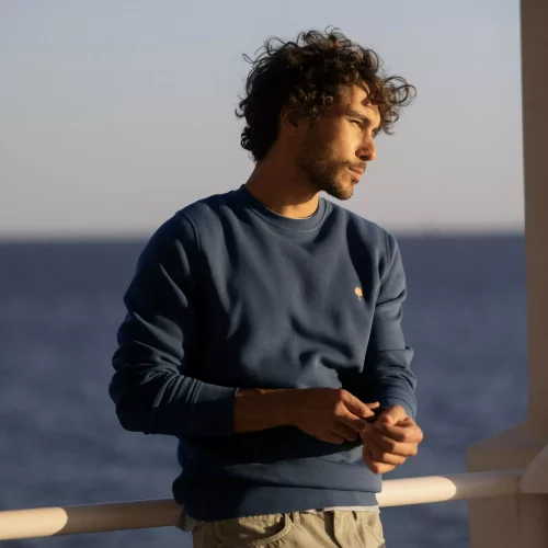 Pull Sweat  Molleton Rdc Uni Bleu Moyen – Image 2