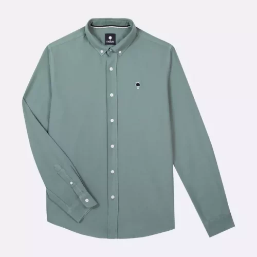 Chemise Manches Longues Sport Oxford Uni Vert Moyen