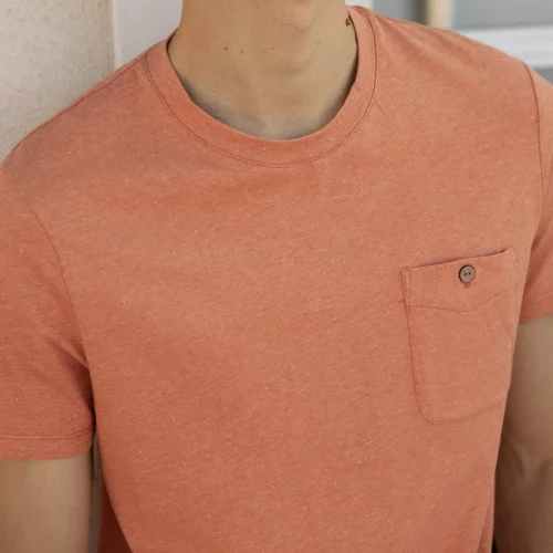 T-shirt Manches Courtes Flamme Poche Orange Moyen – Image 3