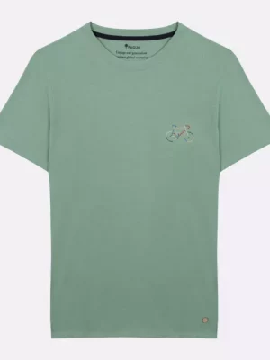 T-shirt Manches Courtes Chine Broderie Velo Vert Moyen