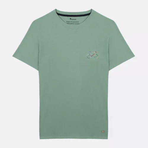 T-shirt Manches Courtes Chine Broderie Velo Vert Moyen