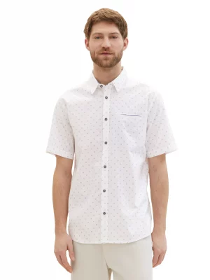 Chemise Manches Courtes Sport Imprime Geometrique Blanc