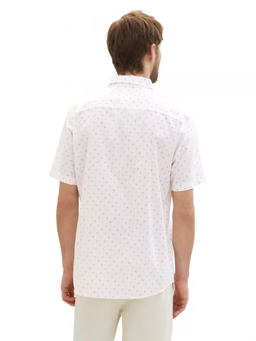 Chemise Manches Courtes Sport Imprime Geometrique Blanc – Image 2