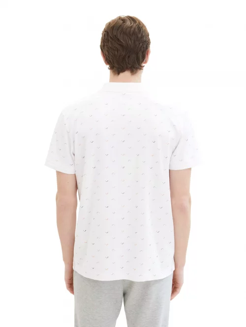 Polo Manches Courtes Imprime Allover Blanc – Image 2