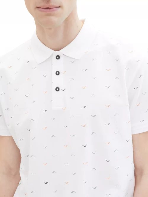 Polo Manches Courtes Imprime Allover Blanc – Image 3