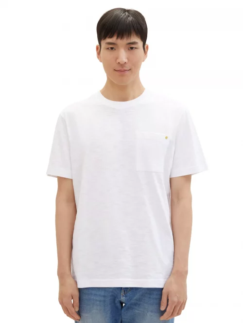 T-shirt Manches Courtes Flamme Poche Blanc