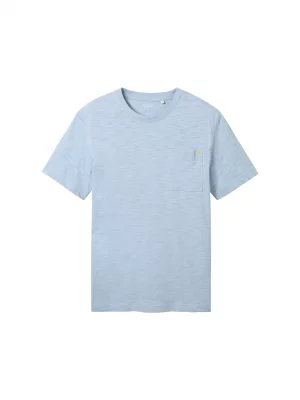 T-shirt Manches Courtes Flamme Poche Bleu Clair