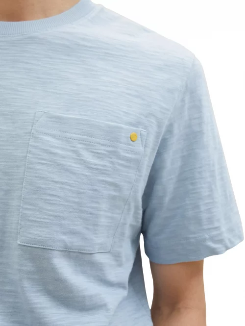 T-shirt Manches Courtes Flamme Poche Bleu Clair – Image 4