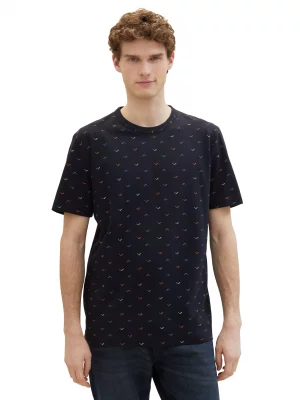 T-shirt Manches Courtes Imprime Allover Bleu Fonce