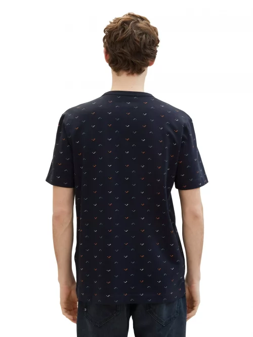 T-shirt Manches Courtes Imprime Allover Bleu Fonce – Image 2