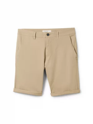 Pantalon Bermuda  Gabardine Stretch Beige Moyen
